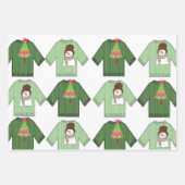 クリスマス雪だるまコーヒー醜いクリスマスセーター ラッピングペーパーシート (正面2)