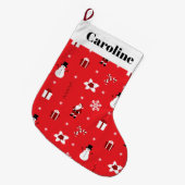 クリスマス雪だるまサンタパーソナライズされたス大 ラージクリスマスストッキング (正面 (吊り時))