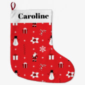 クリスマス雪だるまサンタパーソナライズされたス大 ラージクリスマスストッキング (正面)