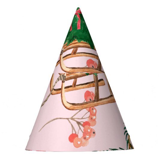 クリスマス雪だるまシームレスパターン。 パーティーハット (正面)