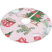 クリスマス雪だるまシームレスパターン。 ブラッシュドポリエステルツリースカート (アングル)