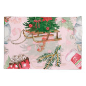 クリスマス雪だるまシームレスパターン。 枕カバー (裏面)