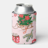 クリスマス雪だるまシームレスパターン。 缶クーラー (缶正面)