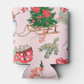 クリスマス雪だるまシームレスパターン。 缶クーラー (裏面)