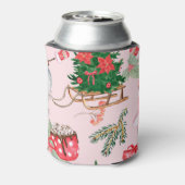 クリスマス雪だるまシームレスパターン。 缶クーラー (缶裏面)