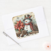クリスマス雪だるまシール スクエアシール (封筒)
