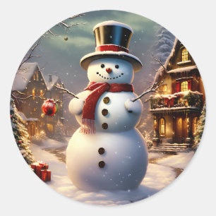 クリスマス雪だるまシール ラウンドシール