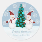 クリスマス雪だるまシール ラウンドシール (正面)
