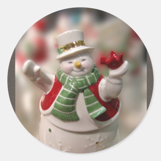 クリスマス雪だるまシール ラウンドシール (正面)