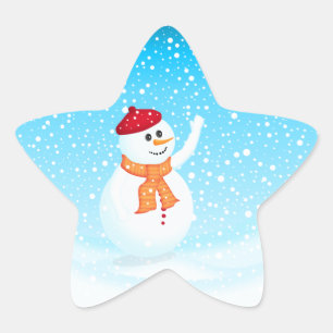 クリスマス雪だるまシール 星シール