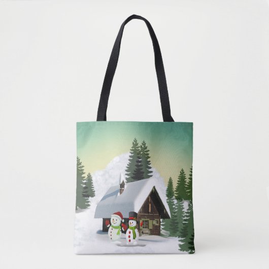 クリスマス雪だるまシーン トートバッグ (正面)