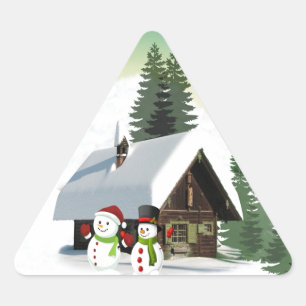 クリスマス雪だるまシーン 三角形シール