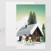 クリスマス雪だるまシーン 便箋 (正面/裏面)