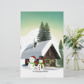 クリスマス雪だるまシーン 便箋 (スタンド正面)