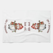 クリスマス雪だるまジャストチル引用文おもしろい水色 キッチンタオル (横)