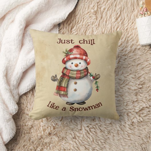クリスマス雪だるまジャストチル引用文おもしろい水色 クッション (ブランケット)