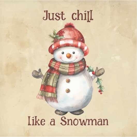 クリスマス雪だるまジャストチル引用文おもしろい水色 シール (正面)