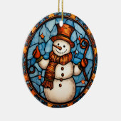 クリスマス雪だるまステンドグラススタイル セラミックオーナメント (右)
