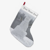クリスマス雪だるまストッキングパーソナライズされたストッキング ラージクリスマスストッキング (正面 (吊り時))