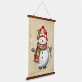 クリスマス雪だるまスノーウーマンデコールおもしろい水彩 吊り下げ型タペストリー (傾斜あり)