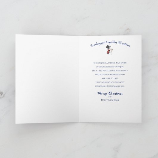 クリスマス雪だるまスノーグローブ、孫娘 カード (内部)