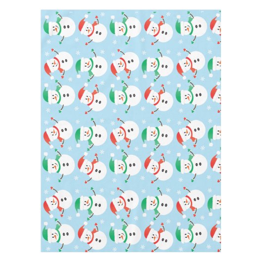 クリスマス雪だるまスノーフレーク・パターン テーブルクロス (正面)