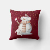 クリスマス雪だるまスノーボールラビットウォーターカラー クッション (裏面)