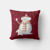 クリスマス雪だるまスノーボールラビットウォーターカラー クッション (正面)