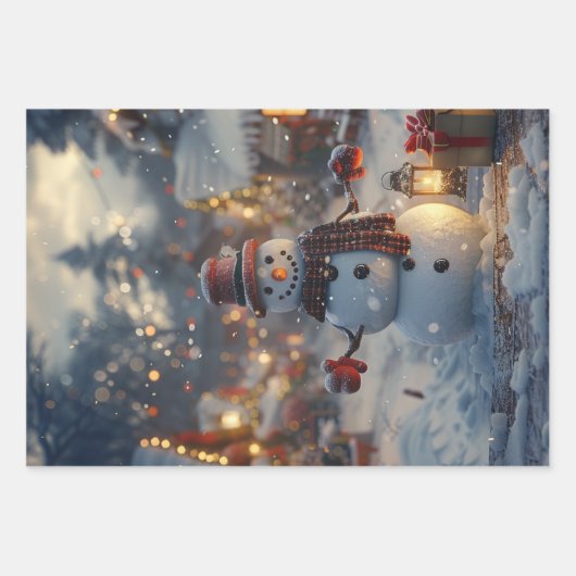 クリスマス雪だるまズヴィレッジデクページ ラッピングペーパーシート (正面2)