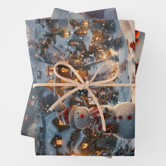 クリスマス雪だるまズヴィレッジデクページ ラッピングペーパーシート (インサイチュ)