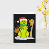 クリスマス雪だるまソフトボール投手少年キッズティーン カード (黄色い花)
