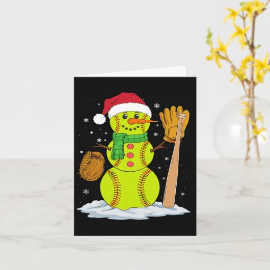 クリスマス雪だるまソフトボール投手少年キッズティーン カード (黄色い花)