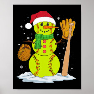 クリスマス雪だるまソフトボール投手少年キッズティーン ポスター