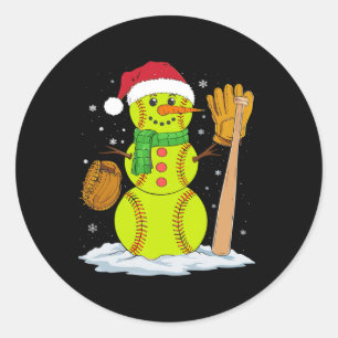 クリスマス雪だるまソフトボール投手少年キッズティーン ラウンドシール