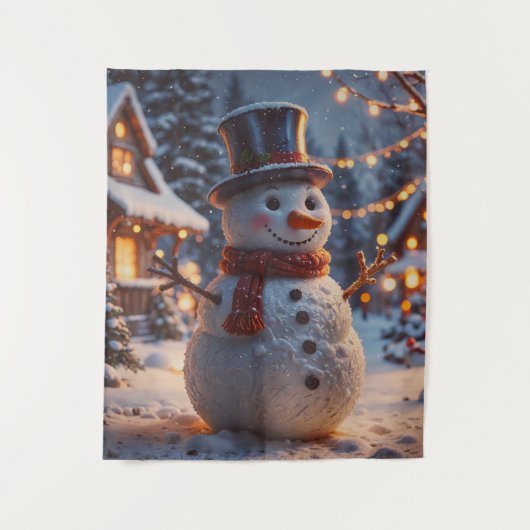 クリスマス雪だるまタペストリー タペストリー (正面)