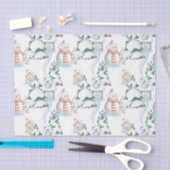 クリスマス雪だるまツリーズバードイラストレーション 薄葉紙 (クラフト)