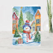 クリスマス雪だるまニュースレターPhoto Greeting Card カード (正面)