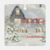 クリスマス雪だるまハウスメタルスクエアオーナメント メタルオーナメント (裏面)