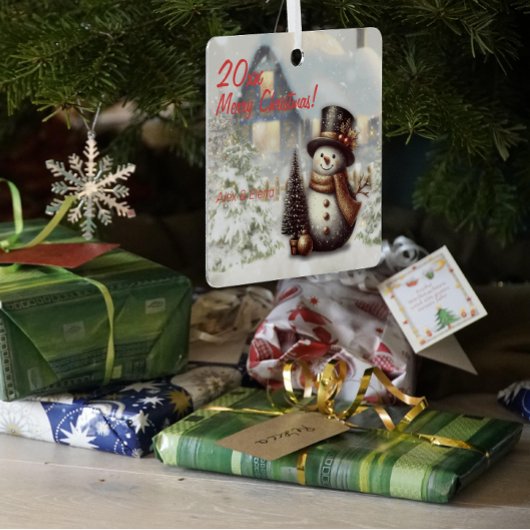 クリスマス雪だるまハウスメタルスクエアオーナメント メタルオーナメント