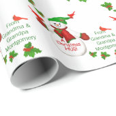 クリスマス雪だるまハグおばあちゃんとおじいちゃんから ラッピングペーパー (ロールコーナー)