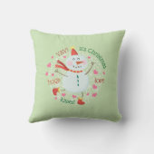クリスマス雪だるまハグズラブキスグリーン クッション (裏面)