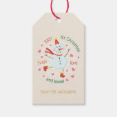 クリスマス雪だるまハグズラブキス ギフトタグ (正面)