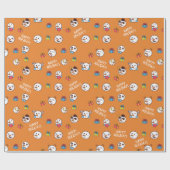 クリスマス雪だるまハッピーホリデーズオレンジ ラッピングペーパー (フラット)