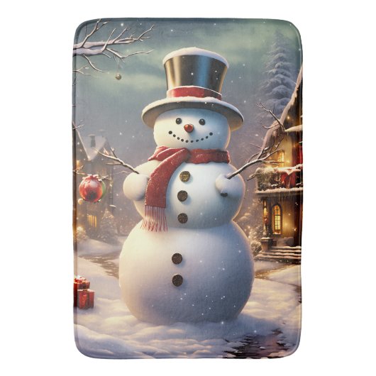 クリスマス雪だるまバスマット バスマット (正面縦)