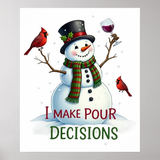 クリスマス雪だるまバーラウンジパーティーワイン ポスター (正面)