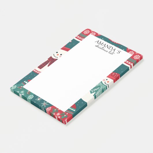 クリスマス雪だるまパターン注記 ポストイット (アングル)