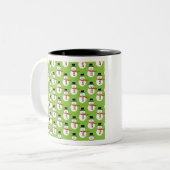 クリスマス雪だるまパターン ツートーンマグカップ (正面左)