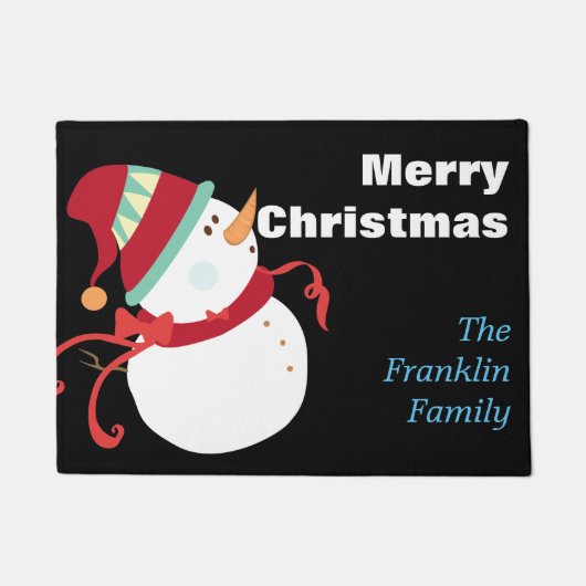 クリスマス雪だるまパーソナライズされた- ドアマット (正面)