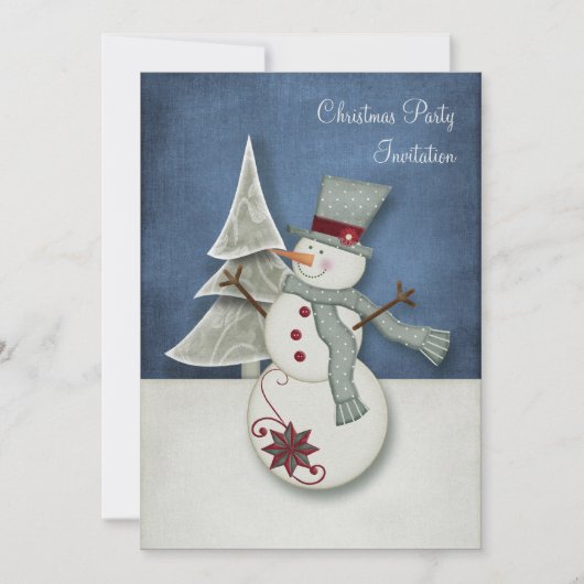 クリスマス雪だるまパーティーの招待状 招待状 (正面)
