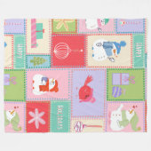 クリスマス雪だるまパーティーフリースブランケット フリースブランケット (正面(横))